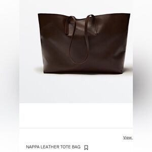 Massimo Dutti Nappa Leather Tote Bag- Brown